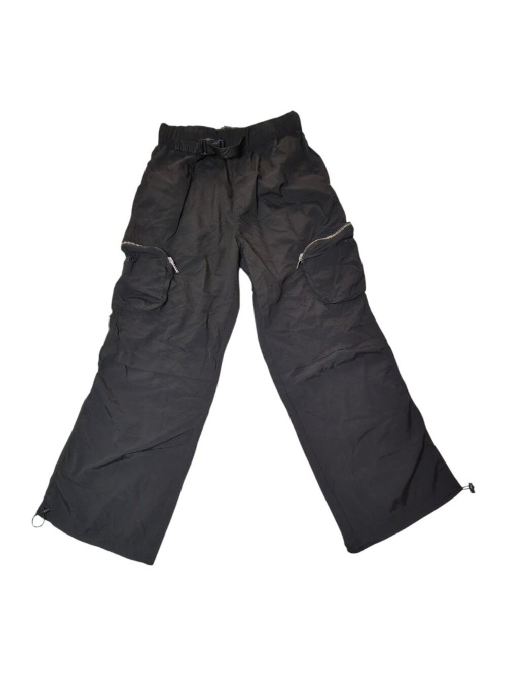 Forever 21 Mens Black Nylon Cargo Pants With Adjustable Waist M
